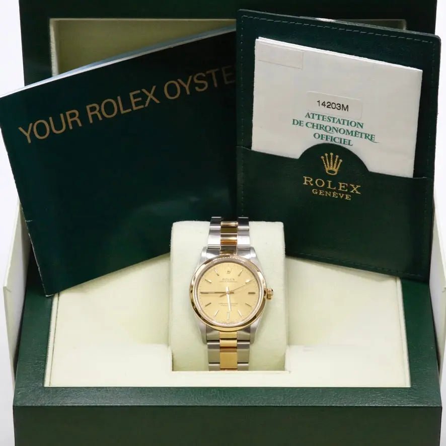 Rolex Oyster Perpetual 34 Champagne Dial 14203M Year: 2001 Rolex Oyster Perpetual 34 Champagne Dial 14203M Year: 2001