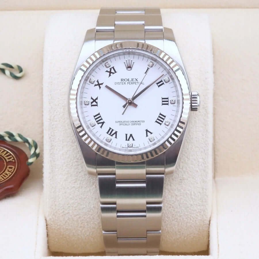 Rolex Oyster Perpetual 36 White Roman Diamond Dial 116034 Year: 2010 Rolex Oyster Perpetual 36 White Roman Diamond Dial 116034 Year: 2010