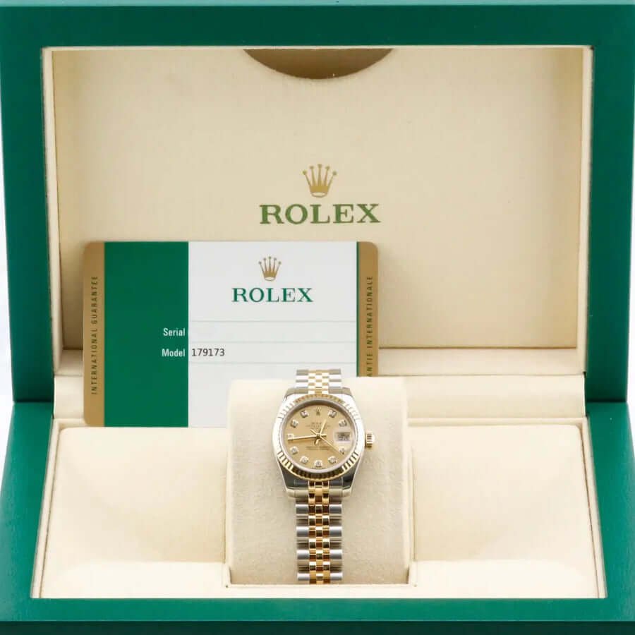 Rolex Datejust 26 Champagne Diamond Dial 179173 Year: 2018 Rolex Datejust 26 Champagne Diamond Dial 179173 Year: 2018
