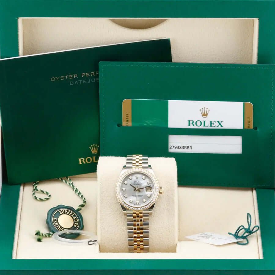Rolex Datejust 28 Mother of Pearl Diamond Bezel 279383RBR Year: 2018 Rolex Datejust 28 Mother of Pearl Diamond Bezel 279383RBR Year: 2018